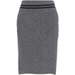 Grey velvet trim pencil skirt